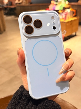 适用苹果17promax手机壳磁吸充电iphone16pro新款蓝色15硅胶软边14PM秒变大视窗13全包镜头膜Magsafe保护套女