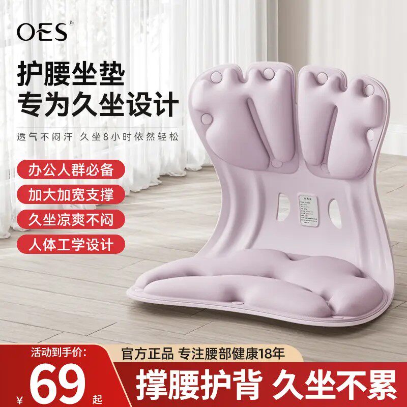 OES护腰坐垫减压腰靠坐垫人体工学撑腰车载坐姿椅护背防滑可拆洗