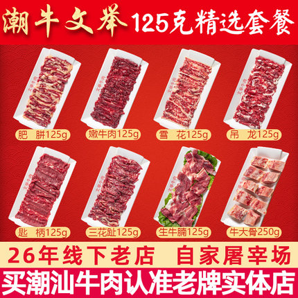 潮牛文举 正宗潮汕牛肉小份量精选套餐雪花吊龙火锅食材共1325g