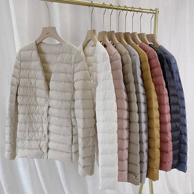 新款 韩国秋冬轻薄羽绒服女短款保暖内胆白鸭绒修身大码外套潮50%