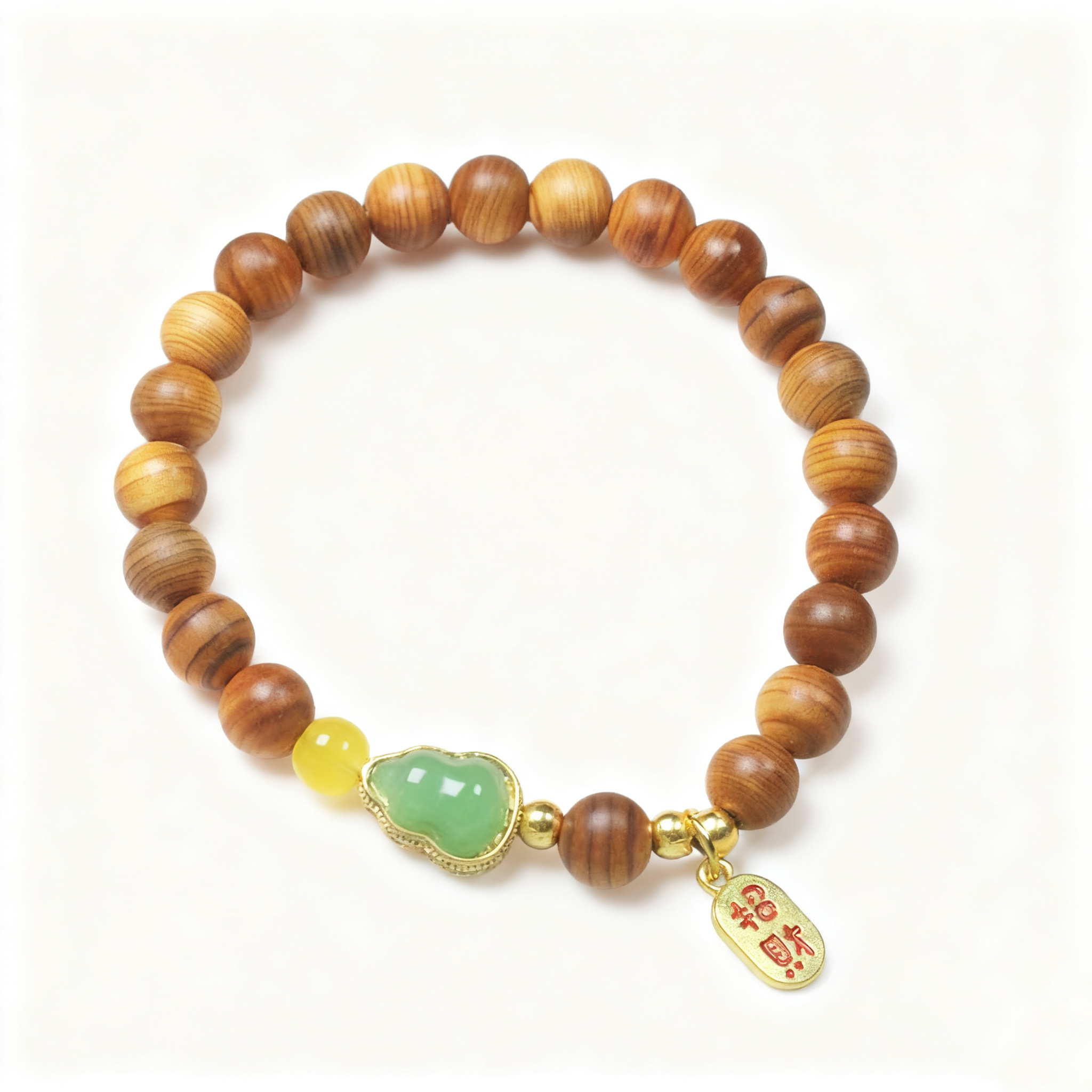 柏木8mm减龄显年轻手串手饰绿葫芦福禄福牌佛珠招财手链文玩沉水