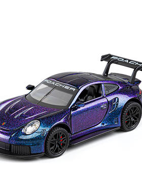 新款 1:32保时婕GT3RS合金尾翼汽车模型玩具车音效摆件炫酷超跑车