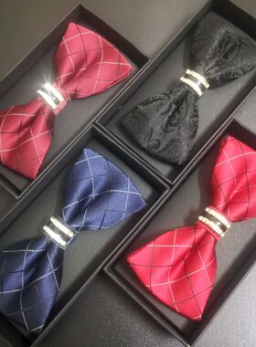 领结男结婚婚礼新郎伴郎红色西装衬衫英伦兄弟团韩式蝴蝶结女礼盒