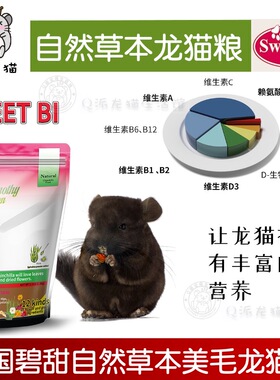 SWEETBI碧甜自然草本美毛高级膨化龙猫粮含花草螺旋藻3.3磅/1.5kg