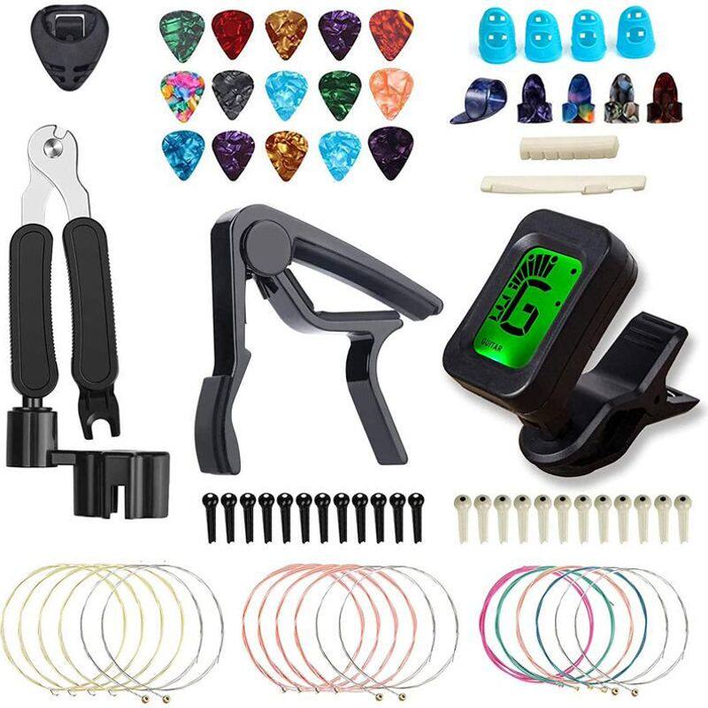 亚马逊吉他换弦固三合一工具配件琴弦变调夹套装拨片锥礼包弦调音