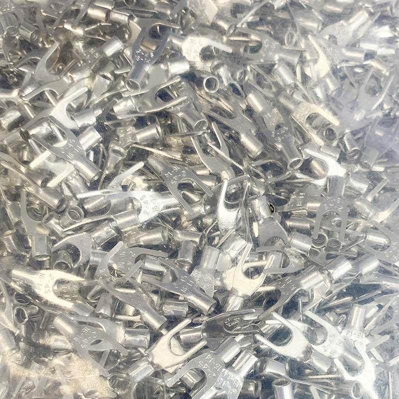 100只SNB2-4冷压叉形Y型U型裸端头紫铜焊口接线端子