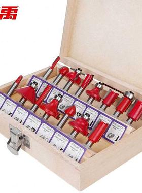 冰禹BJjj283木工铣刀套装修边机刀头电木铣雕刻机铣刀修边刀12PC