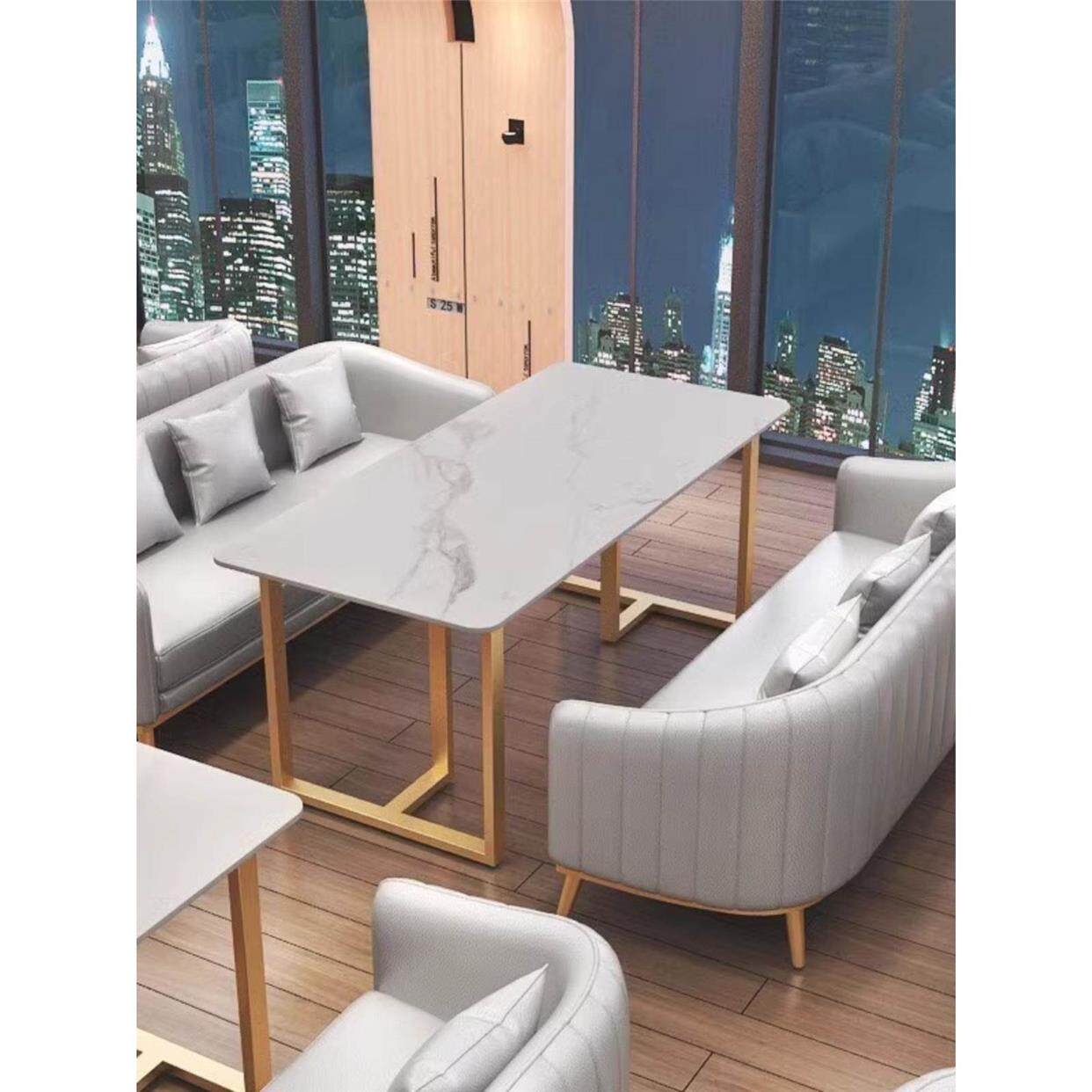 北欧轻奢酒吧奶茶店咖啡厅沙发卡座组合商用休闲接待洽谈定制桌椅