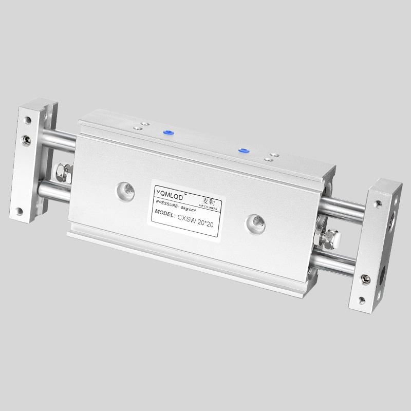 气缸CXSWM CXSW10/20/25/32-10-20-50-100双联双出导杆挡板滑台