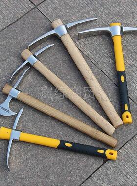 不锈钢便携十字镐小洋镐白钢户外镐斧挖笋挖树根镐锄头小冰镐hiwn