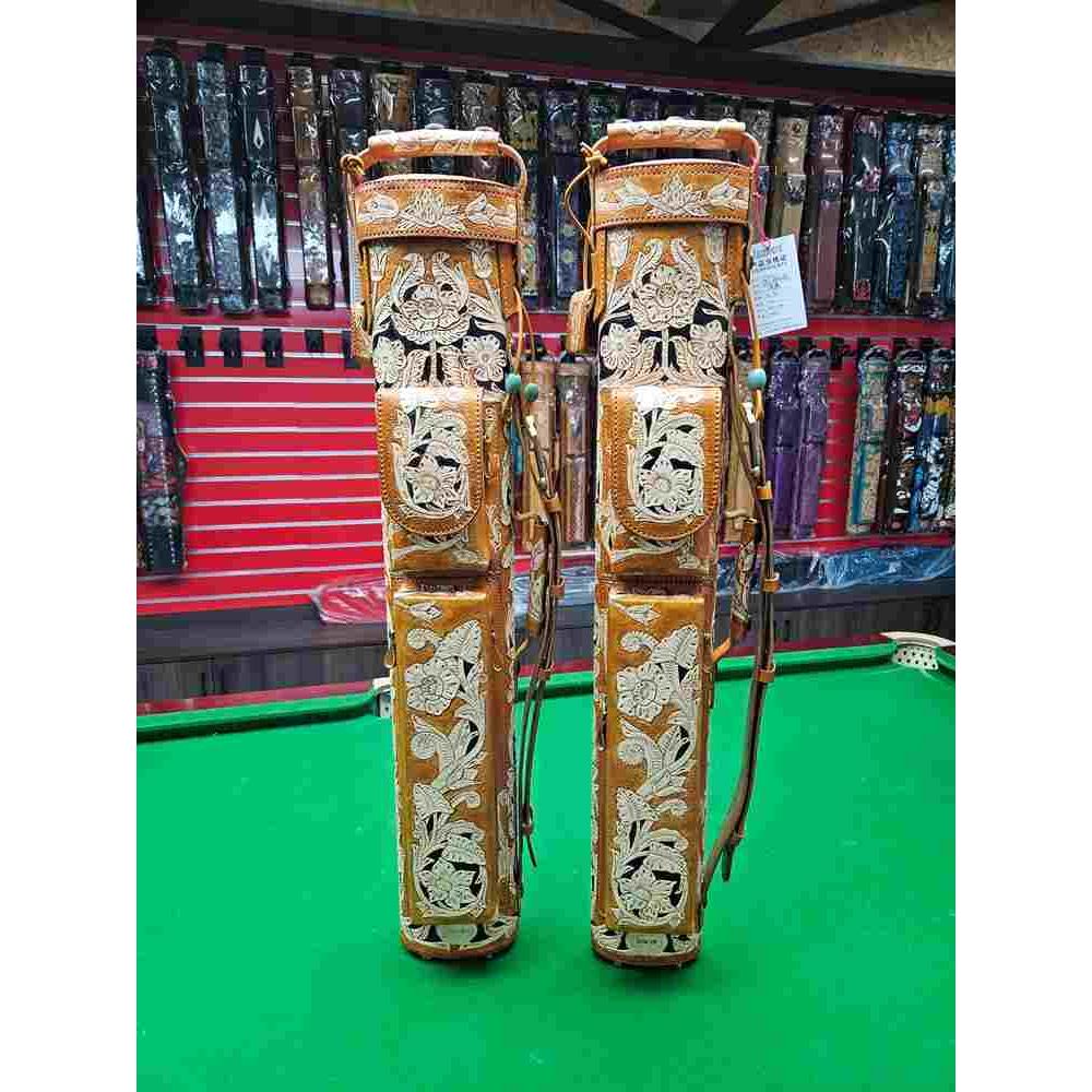 现货JF 美国 JFlowers真皮雕刻 花草魔力大头九球台球杆桶AB008