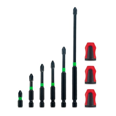 21pcs十字绿环冲击批头套装红黑色加磁圈