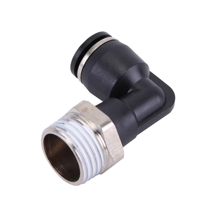 45半弯气动快速接头90度外螺纹气管转角弯头PL8-02半弯Y涂氟6-0