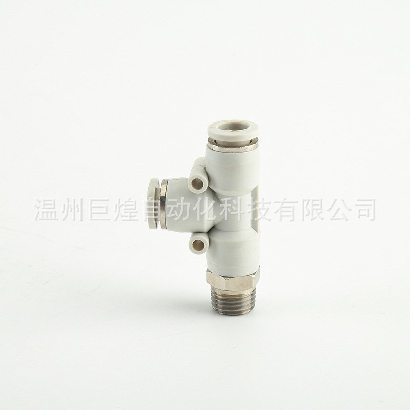 现货气动接头PD快插接头T型外螺纹侧三通V气管快速接头