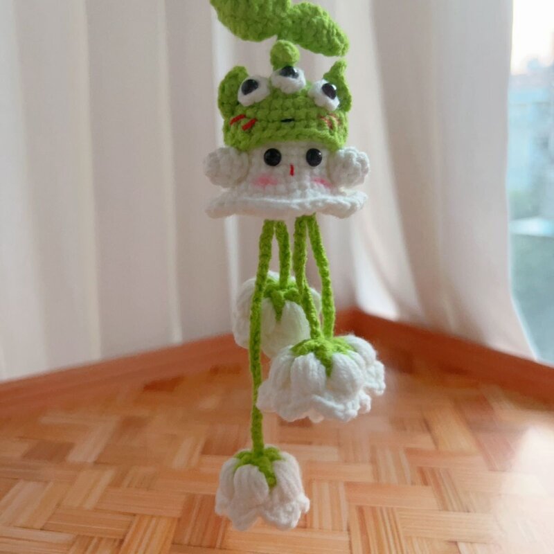 手工编织可爱成品毛线小幽灵泡芙铃兰花车载挂饰手工礼物挂件