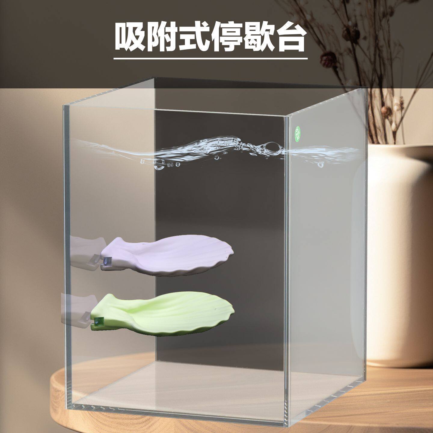 吸盘式新款仿真贝壳悬浮躲避造景摆件斗鱼金波子鱼缸休息产卵