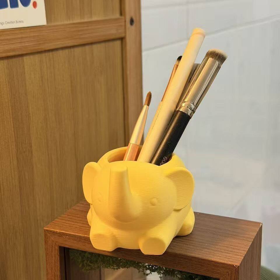 创意小象笔筒桌面收纳摆件学生文具书房家居饰品打印收纳盒