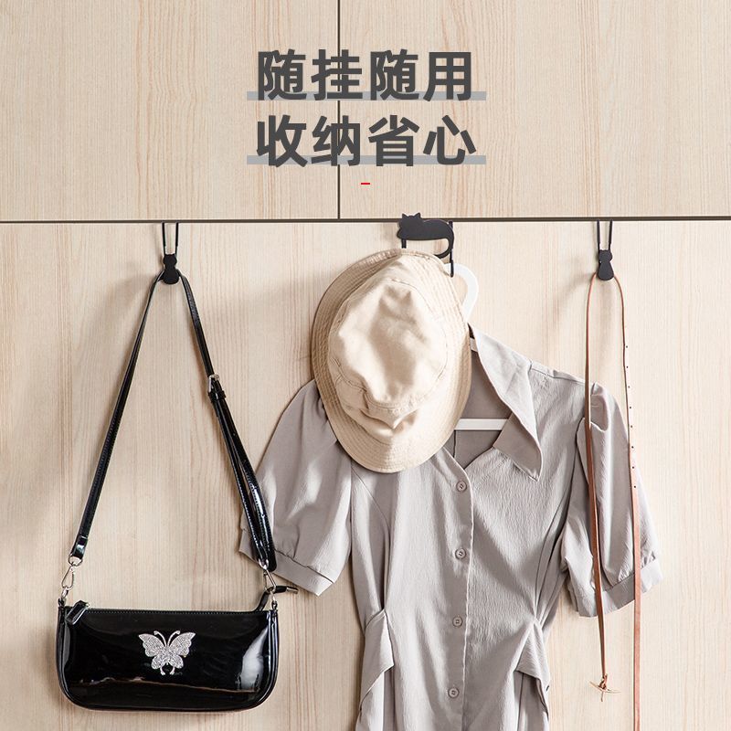 猫咪造型铁艺柜门挂钩玄关厨房橱柜门后抽屉夹缝杂物创意挂钩