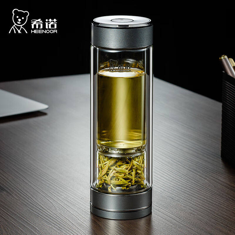 希诺双层玻璃杯磁吸式茶水分离杯子男高档茶杯水杯XN-7013烟灰370怎么看?