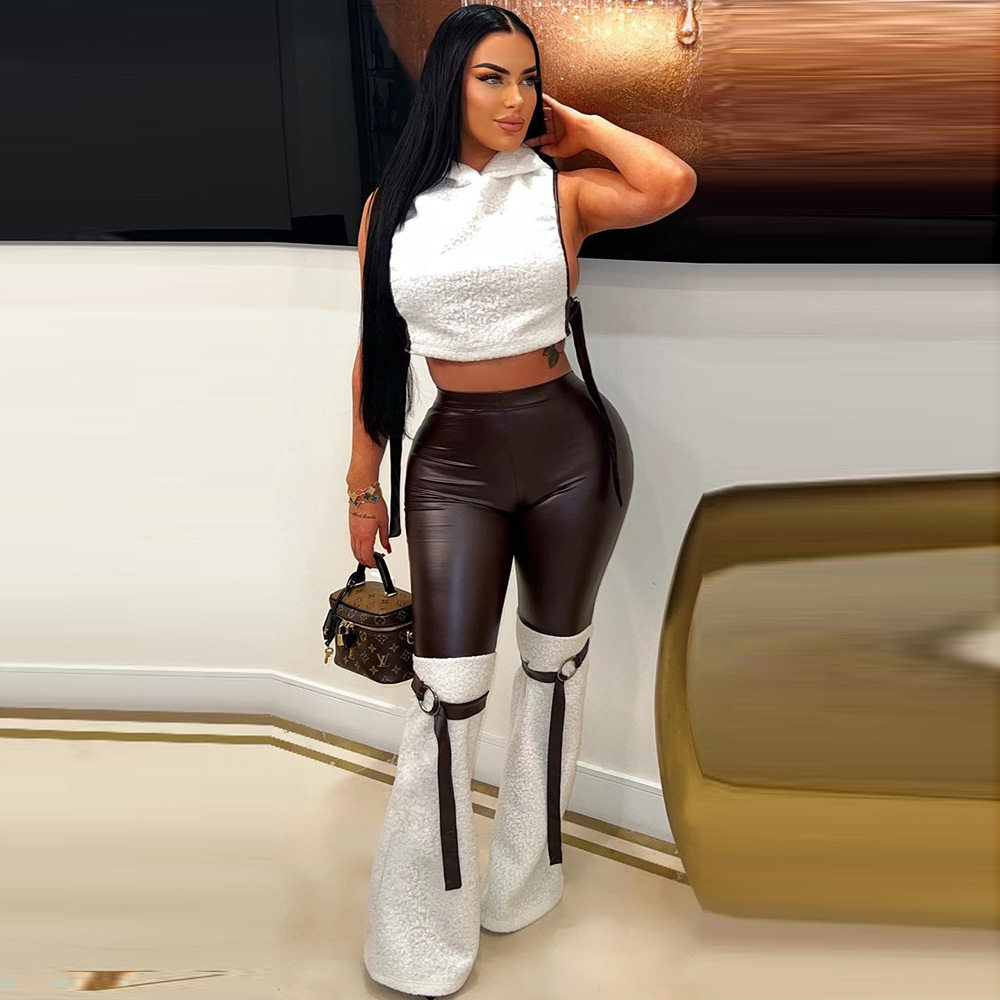 민소매 스트랩 후드 가슴 랩 세트 여성 민소매 스트랩 후드 가슴 랩 세트