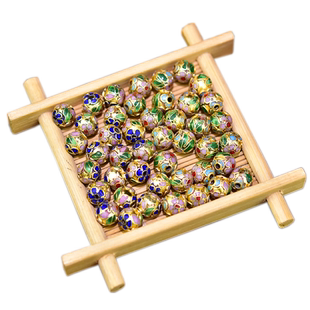 70年代老货北京景泰蓝散珠金地珠子8mm配珠手串项链吊坠圆珠隔片