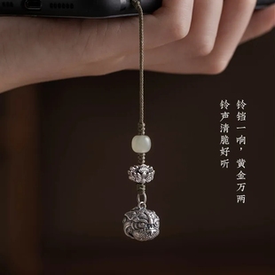 纯银招财貔貅手机链复古创意铃铛手机挂绳挂件挂饰高档礼物礼品