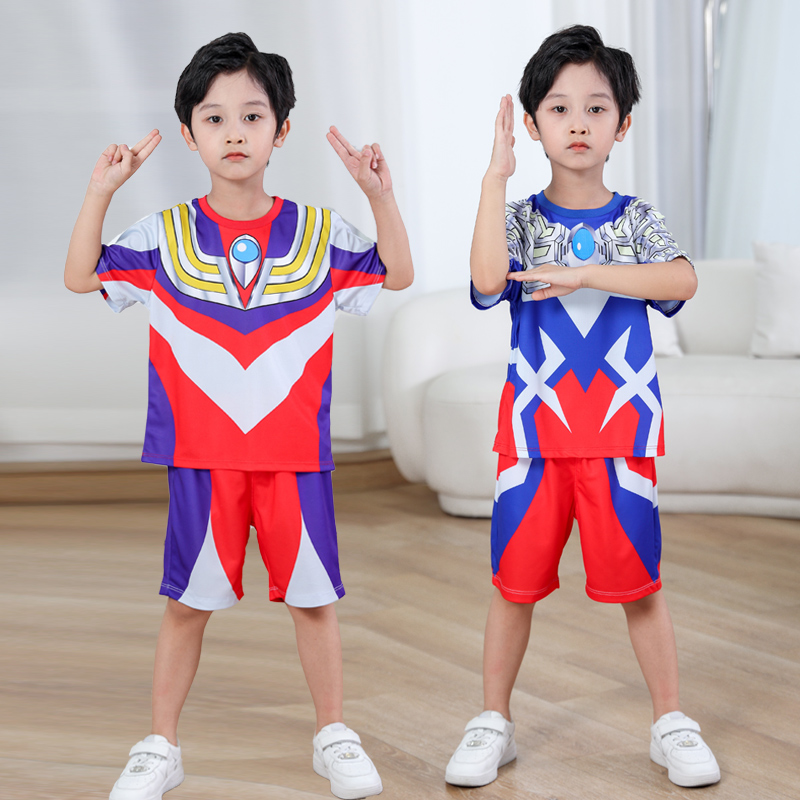奥特曼衣服男童夏季套装2024新款儿童速干衣短袖t恤男孩运动夏装