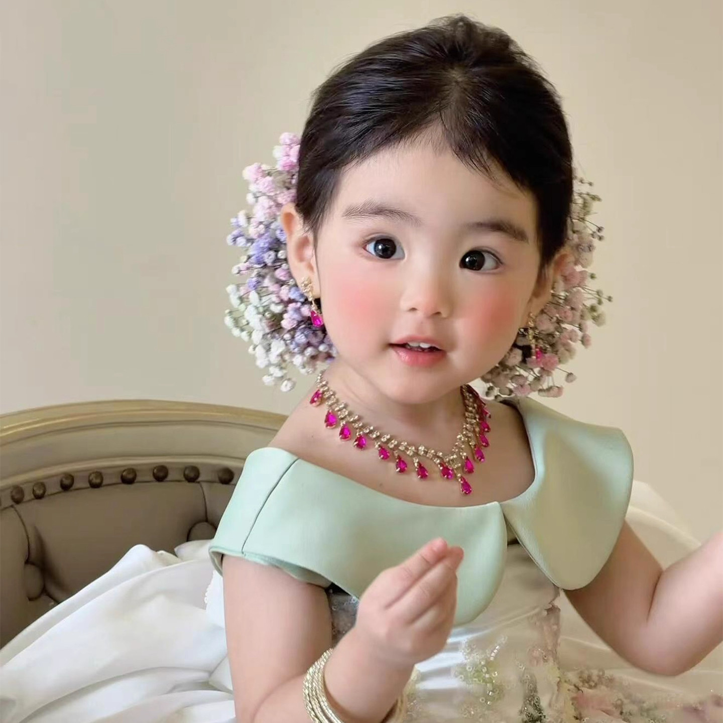 宝宝刘亦菲同款满天星头饰儿童头花发夹女童超仙花朵发卡女孩发饰