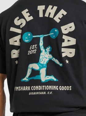 举起铁来 GSGS RAISE THE BAR  卡通趣味印花宽松运动健身短袖T恤