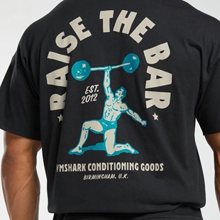 举起铁来 GSGS RAISE THE BAR 卡通趣味印花宽松运动健身短袖T恤