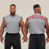 字母印花运动宽肩坎肩无袖 很猛 T恤背心 POWER CUT 克里斯 鲨鱼