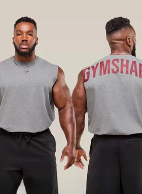 很猛的克里斯/鲨鱼/POWER CUT 字母印花运动宽肩坎肩无袖T恤背心