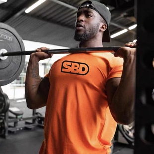 英国SBD大力士比赛T恤短袖训练运动圆领大码宽松纯棉重磅美式t恤