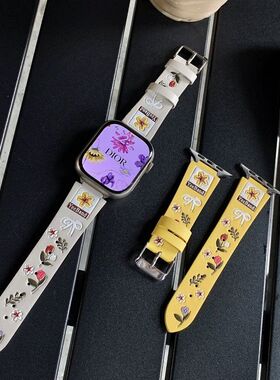 适用oppo手环3表带新款莫奈花园黄色表带智能OPPO手环2创意时尚女