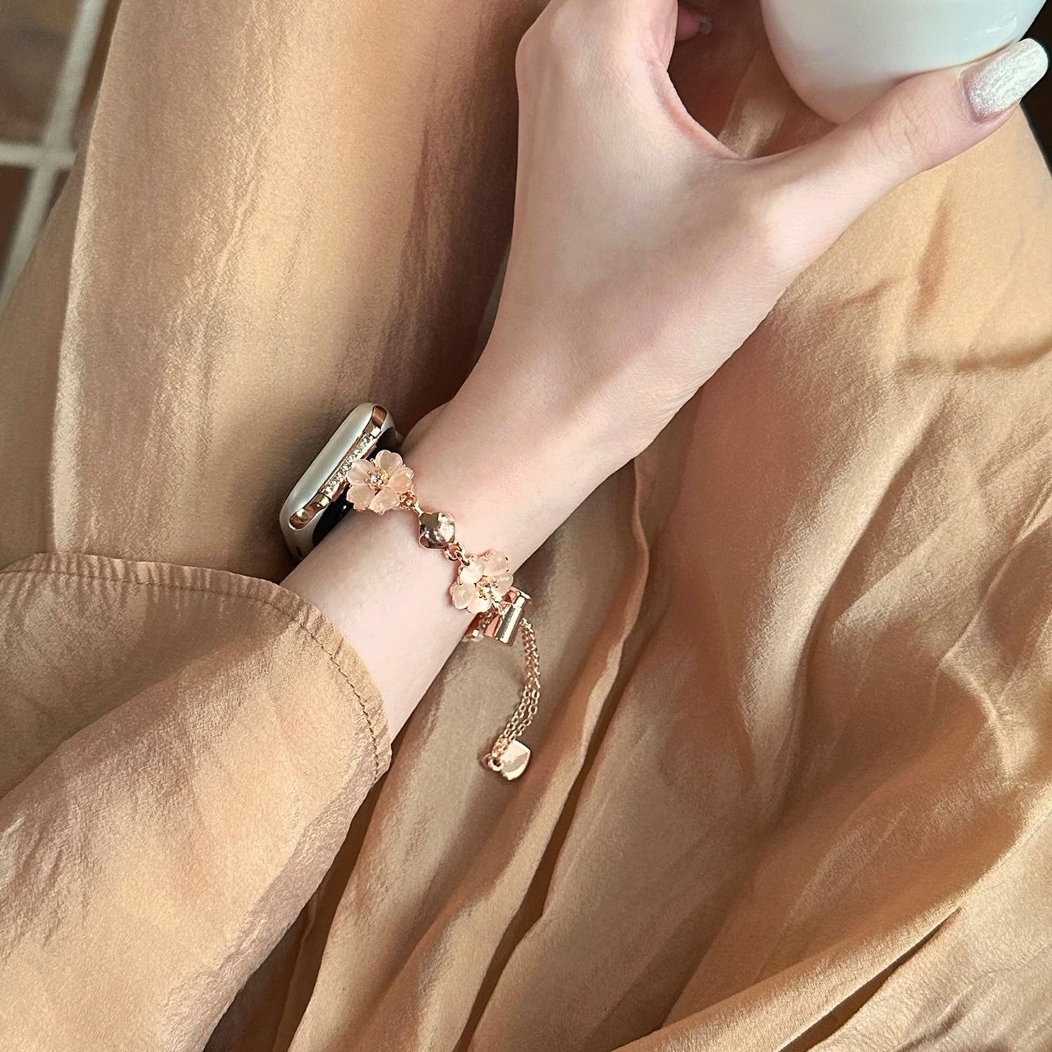 四叶草花蕾表链oppowatch3/2/4pro手表表带X男女新款se金属夏适用