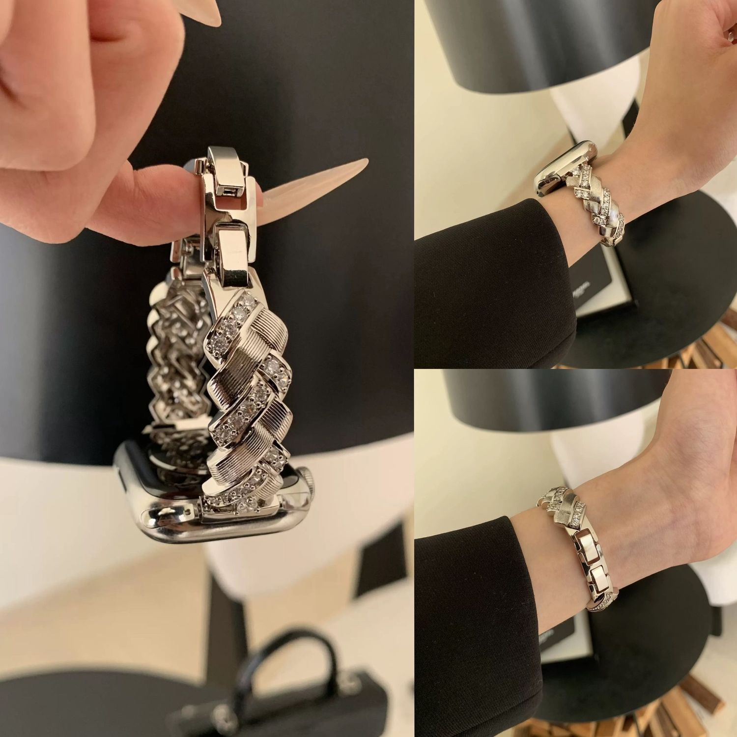 新款vivowatch5菱形麦穗闪钻手镯手表带iQOOwatchgt金属女款GT321