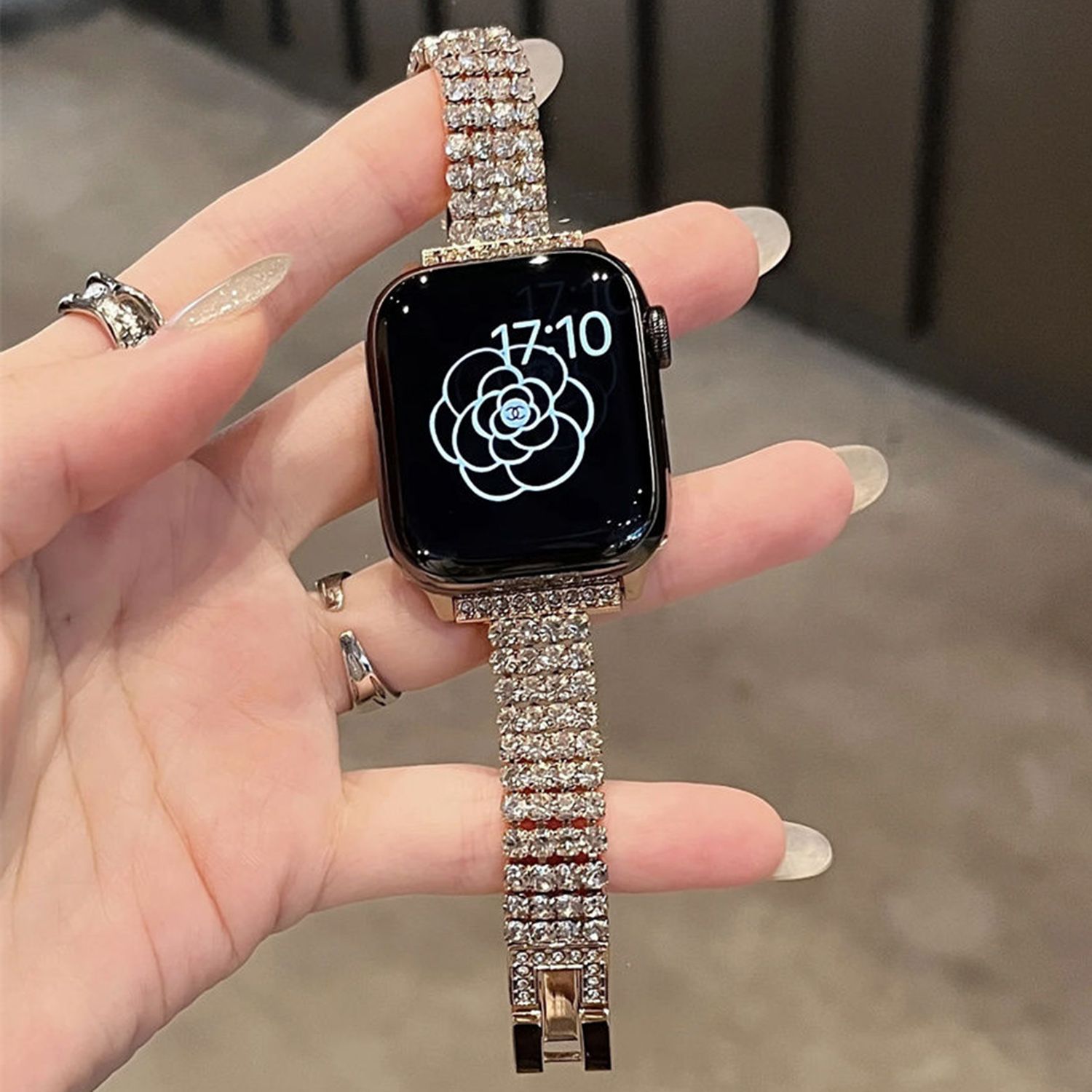 高级感闪亮镶钻适用oppowatch3/X/2/3pro/4pro手表表带金属男女se