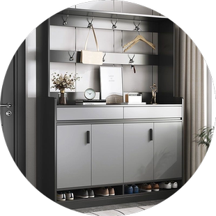 鞋柜鞋架门口进门上档次新款轻奢鞋柜家用结实耐用入户门挂衣组合