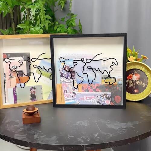 木质中空立体相框正方形摆台时光碎片演唱会门票票根收纳框摆件
