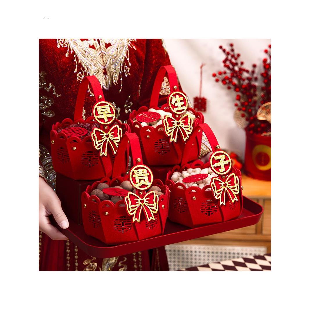 早生贵子提篮模具压床摆件干果组合订婚宴婚床上摆件结婚用品大全