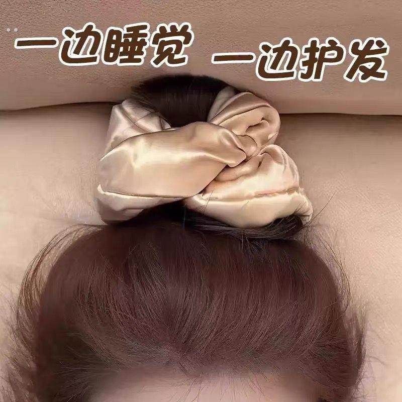 枕头大肠发圈发绳加棉充绒睡眠缎面真丝发圈扎头发丸子头皮筋头饰