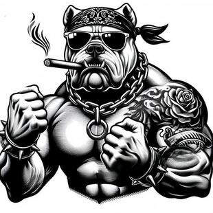 狠人车贴古惑仔凶狠法斗狗抽烟贴画汽车划痕车贴电动车家居门窗爆