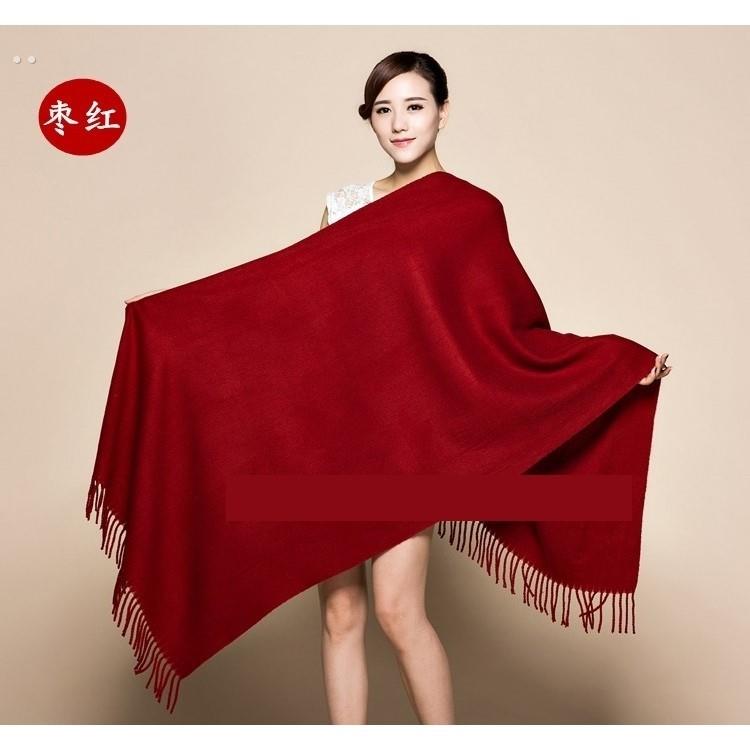 酒红枣红新娘披肩女喜婆婆妈妈配旗袍外搭配婚宴礼服秋冬保暖围巾