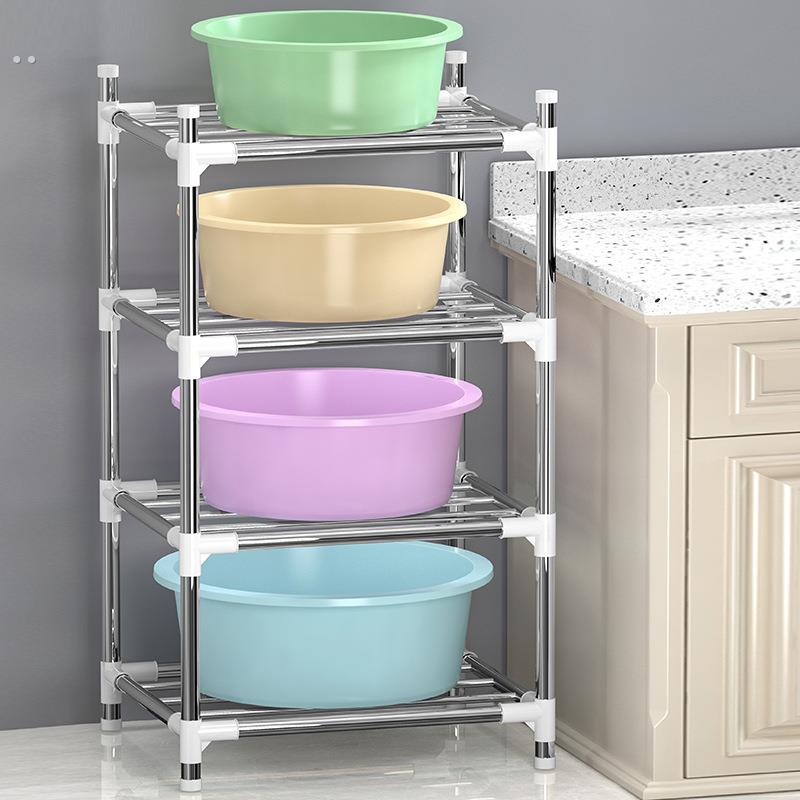 不锈钢脸盆架宿舍落地多层架卫生间置物架浴室转角洗脸盆收纳架子