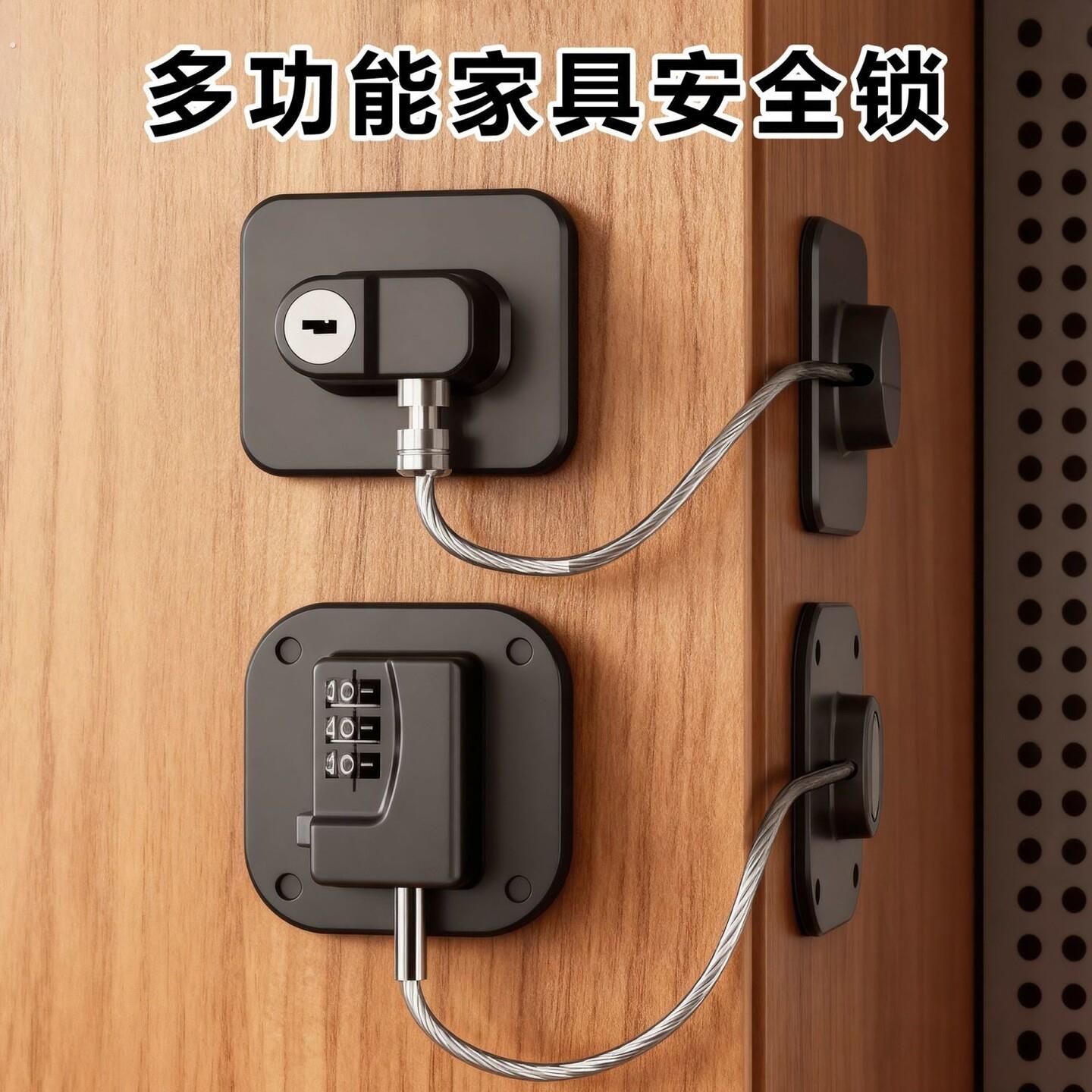 免打孔家俱密码安全锁扣黏贴锁免打孔密码锁黏贴式抽屉柜子柜门锁