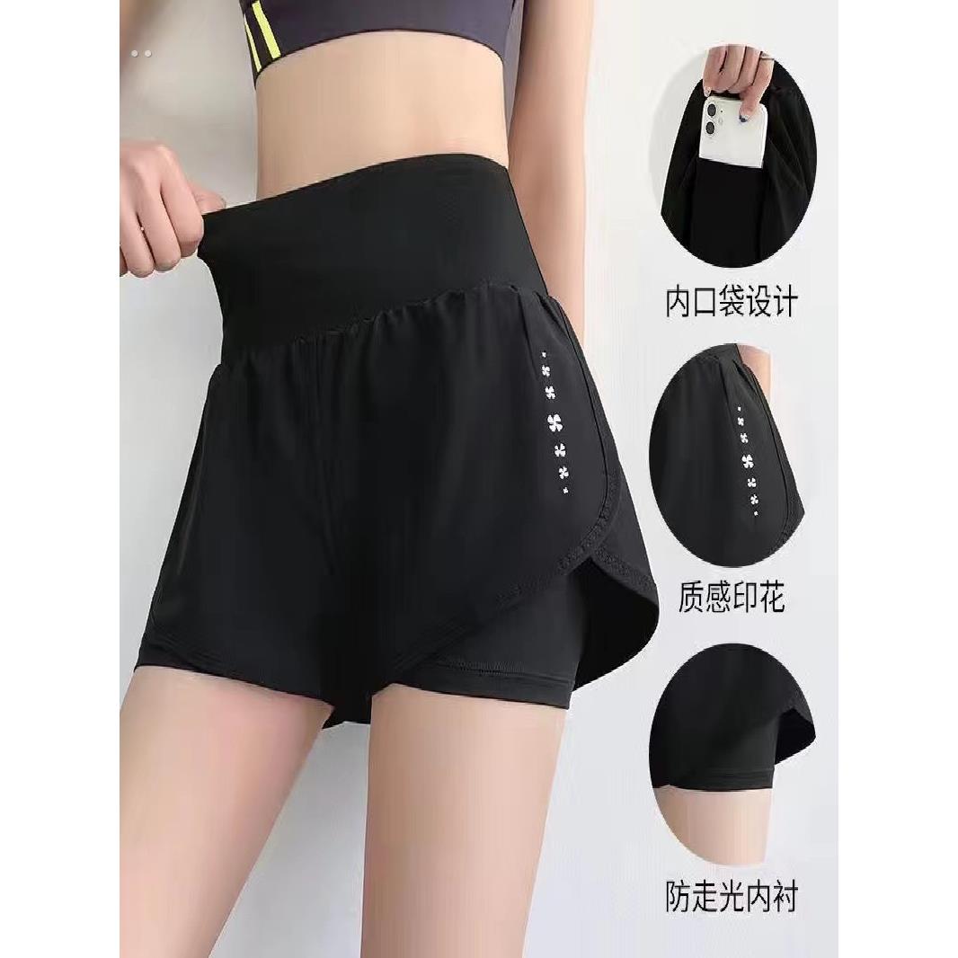 专业马拉松跑步三分裤速干运动短裤女春夏网红防走光普拉提瑜伽裤