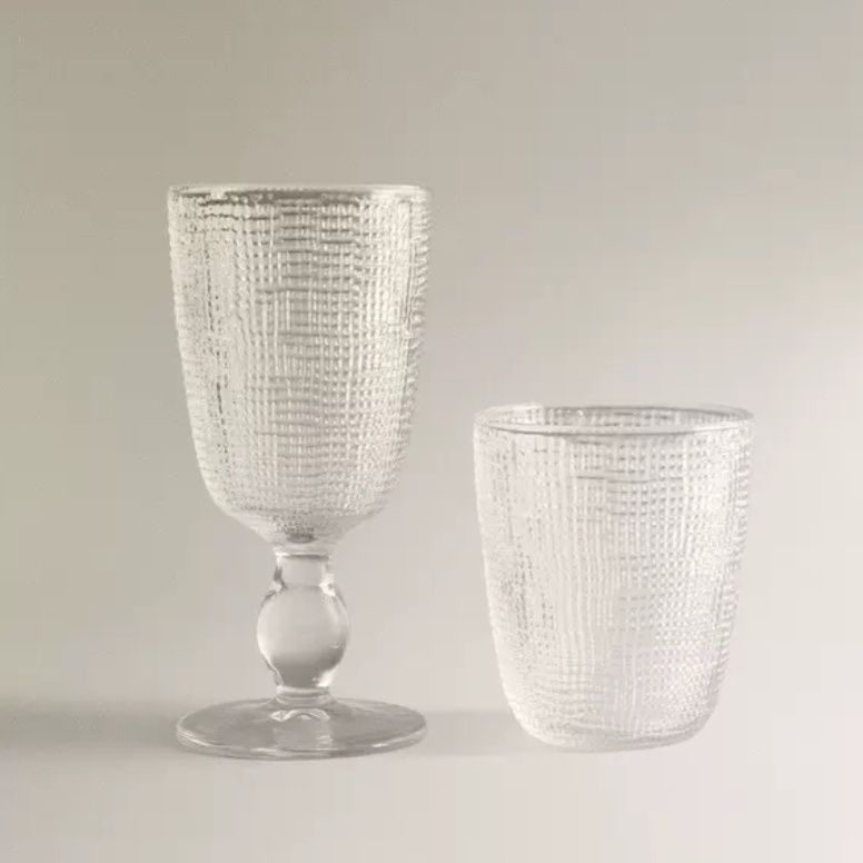 复古浮雕设计绿色玻璃滴柄葡萄酒杯红酒杯