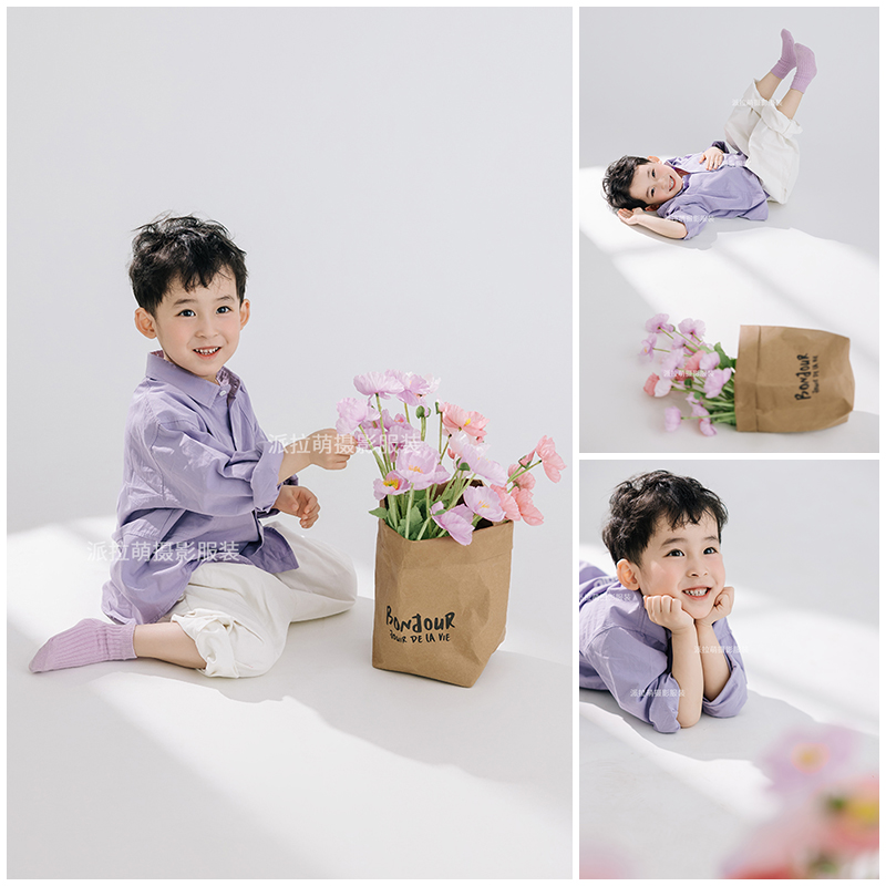 春季新款紫色系衬衫写真照