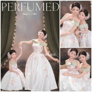 刘亦菲同款亲子装礼服拍照衣服母女装连衣裙摄影服装影楼写真照