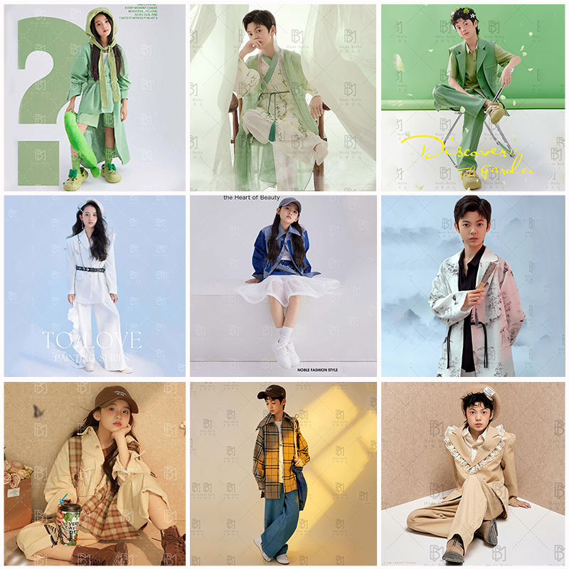 儿童摄影服装时尚潮服演出服9岁-12岁男童女童拍照衣服影楼写真照